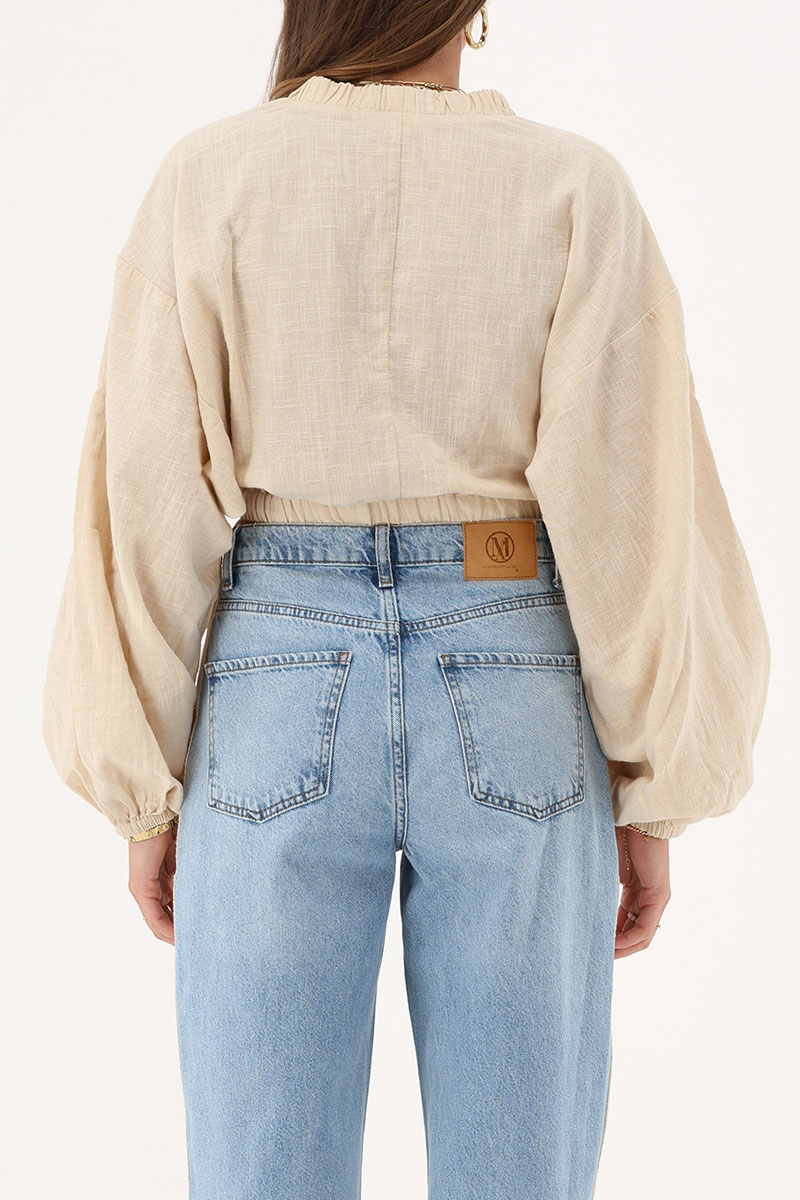 Beige top with linen look | My Jewellery