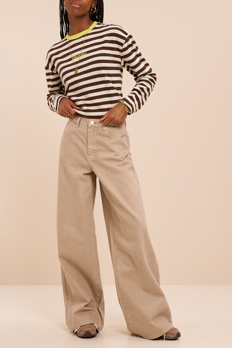 Beige wide leg jeans | My Jewellery