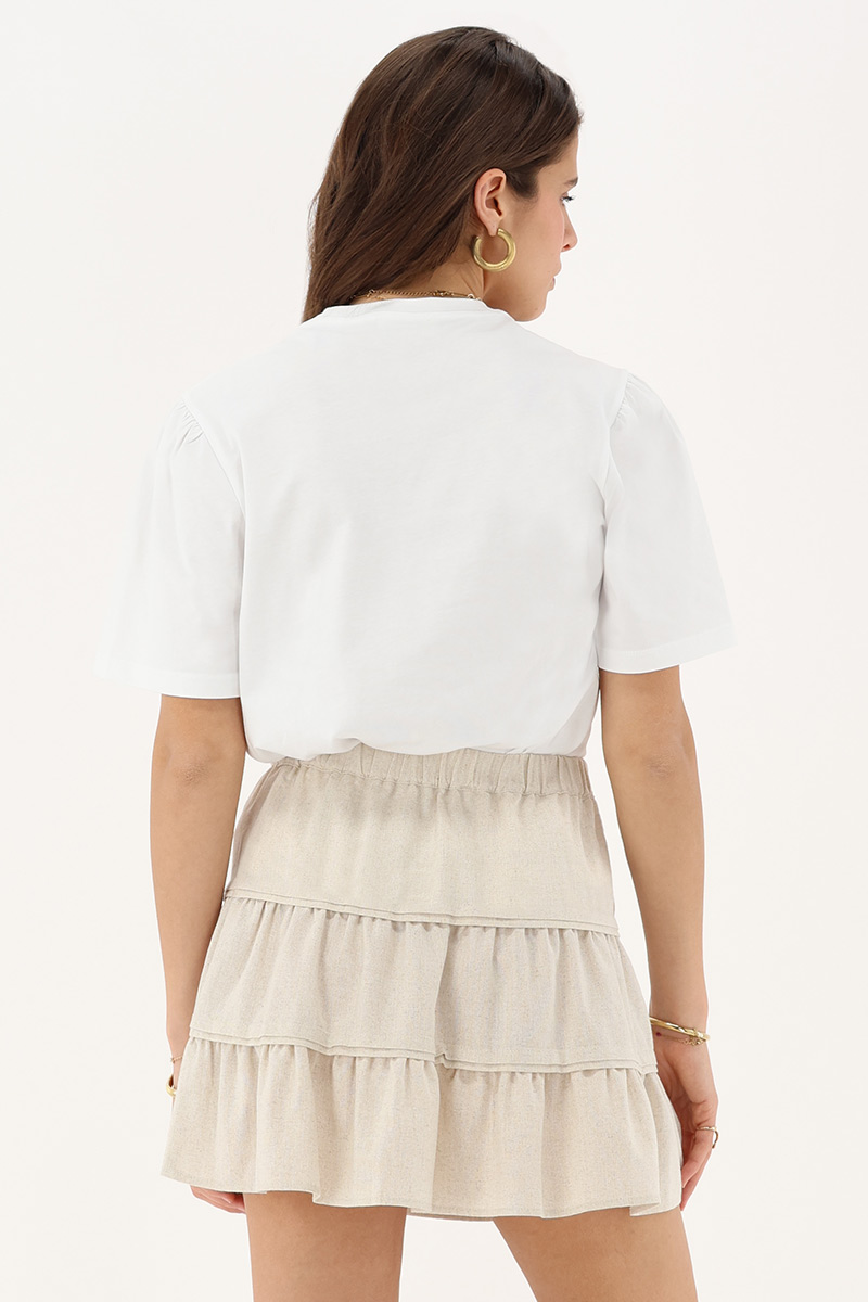 Beige linen skirt with ruffles | My Jewellery