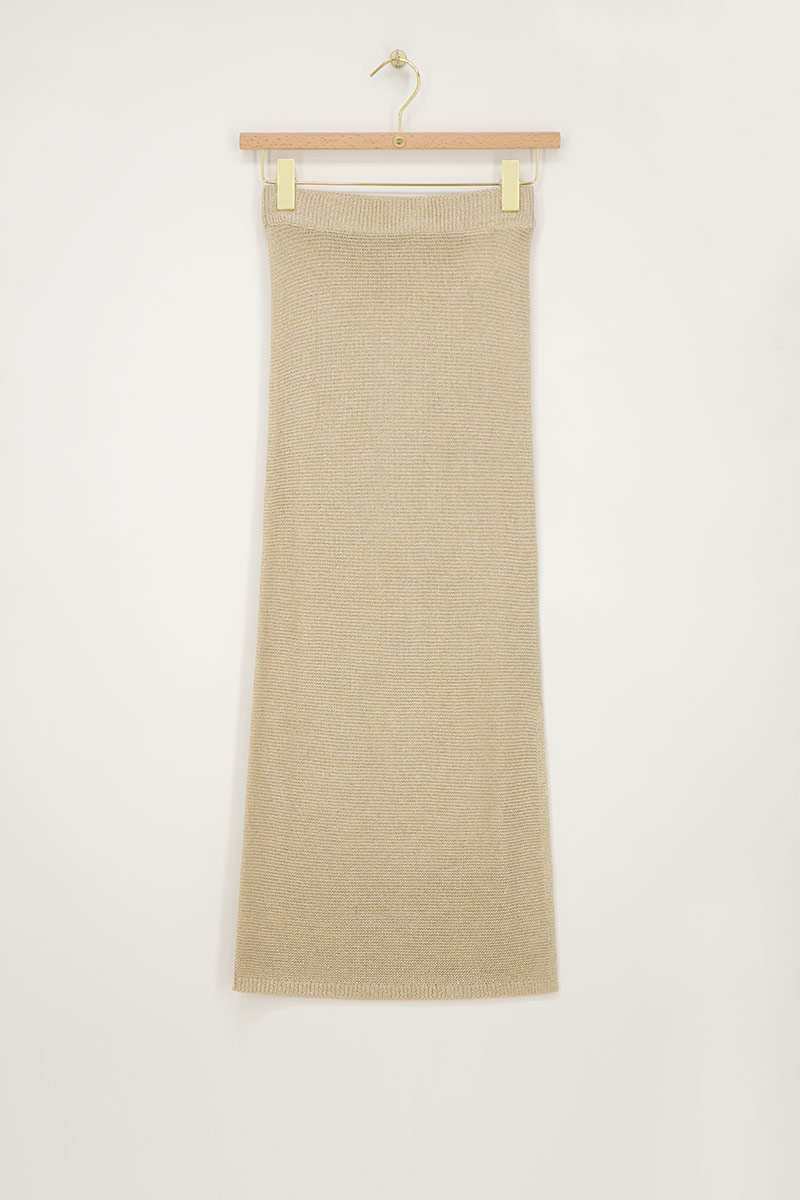 Beige lurex knit midi skirt | My Jewellery