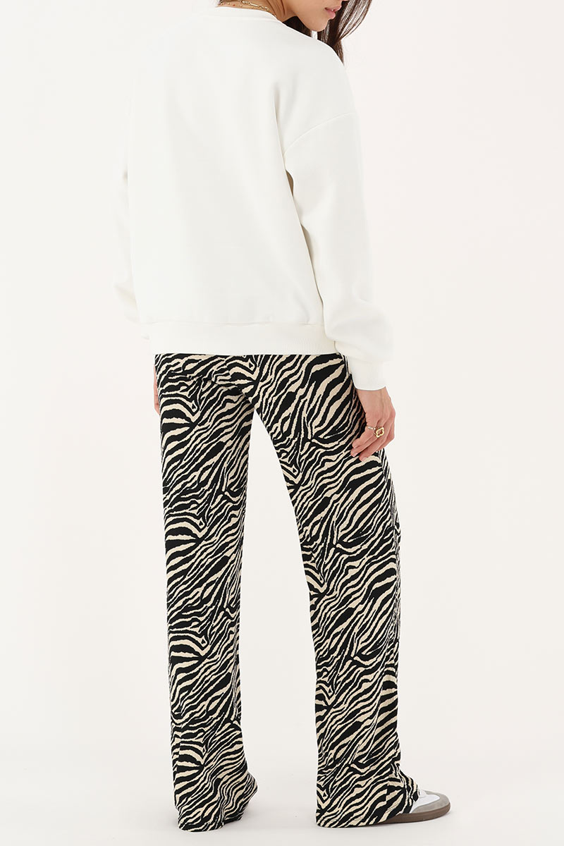 Black and white zebra print wide leg trousers | My Jewellery