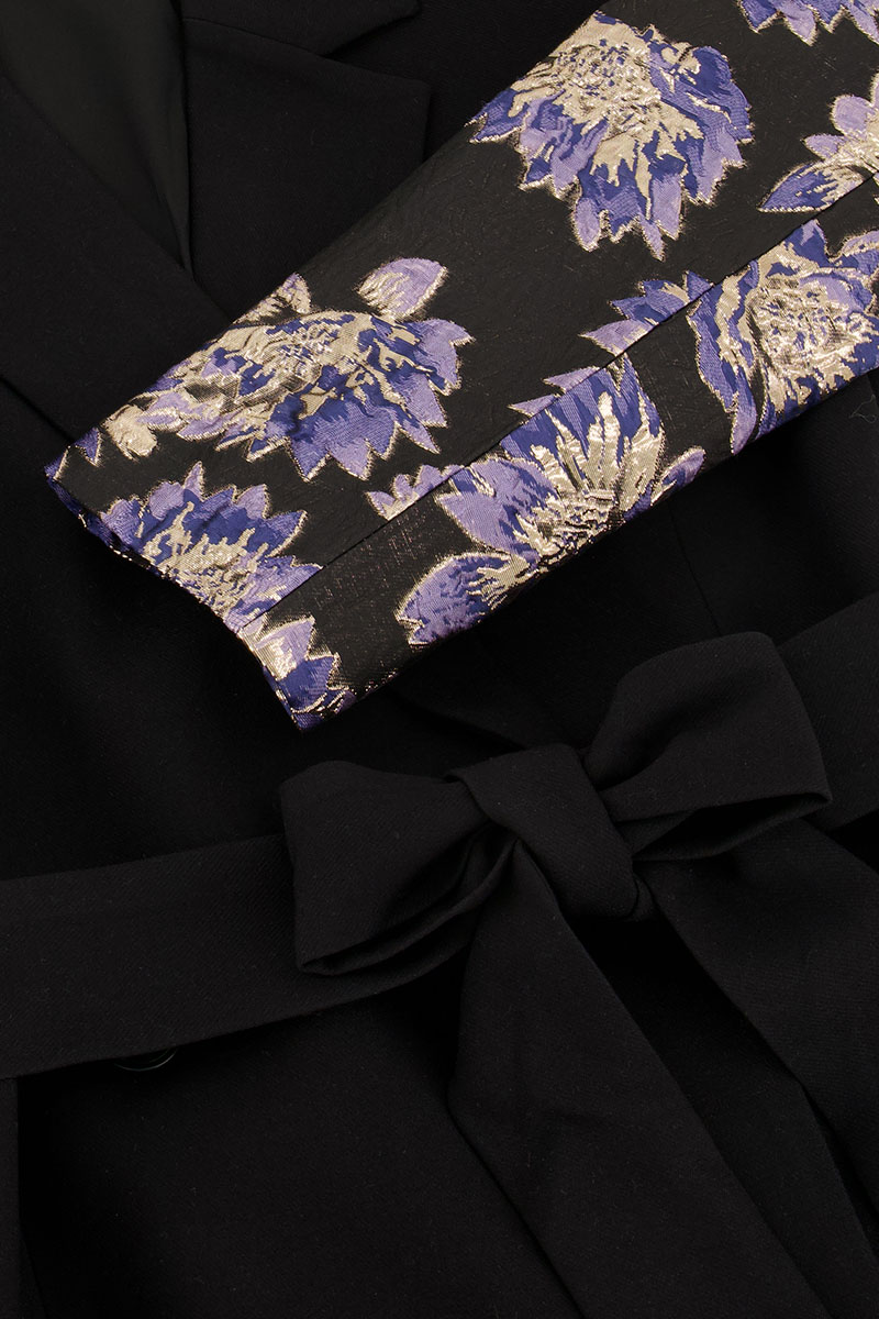 Black blazer dress with jacquard sleeves | My Jewellery