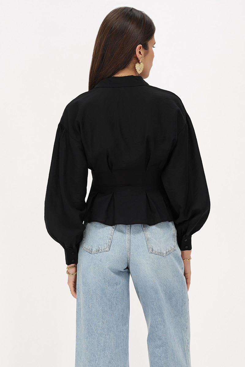 Black blouse with pleats | My Jewellery
