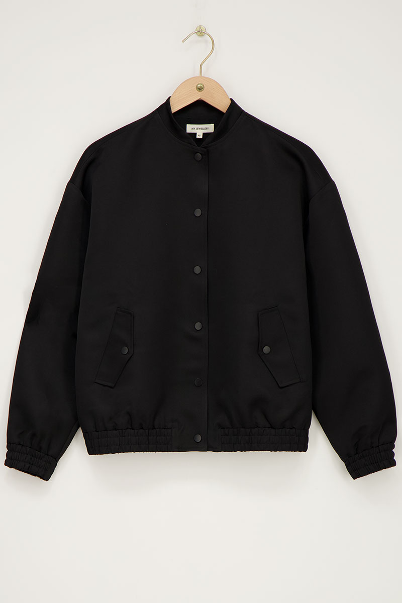 Black bomber jacket satin look | My Jewellery