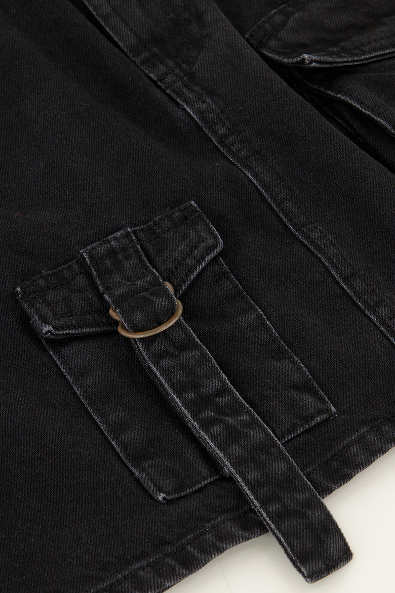 Black cargo denim mini skirt | My Jewellery