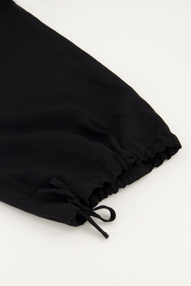 Black cargo trousers with elastic waistband | My Jewellery