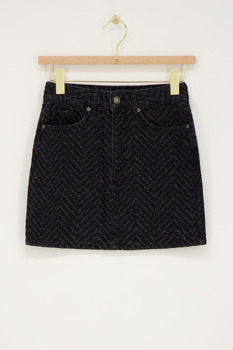 Black denim skirt with jacquard | My Jewellery