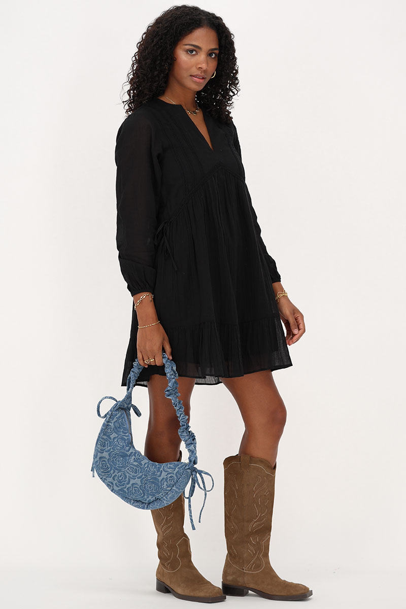 Black dress with tapes &amp; ruffles | My Jewellery