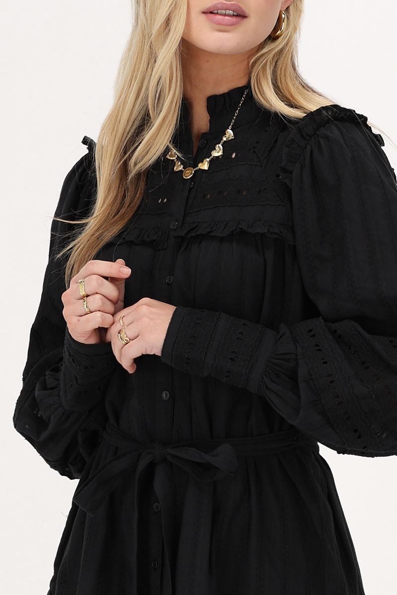 Black dress with tapes & ruffles | My Jewellery