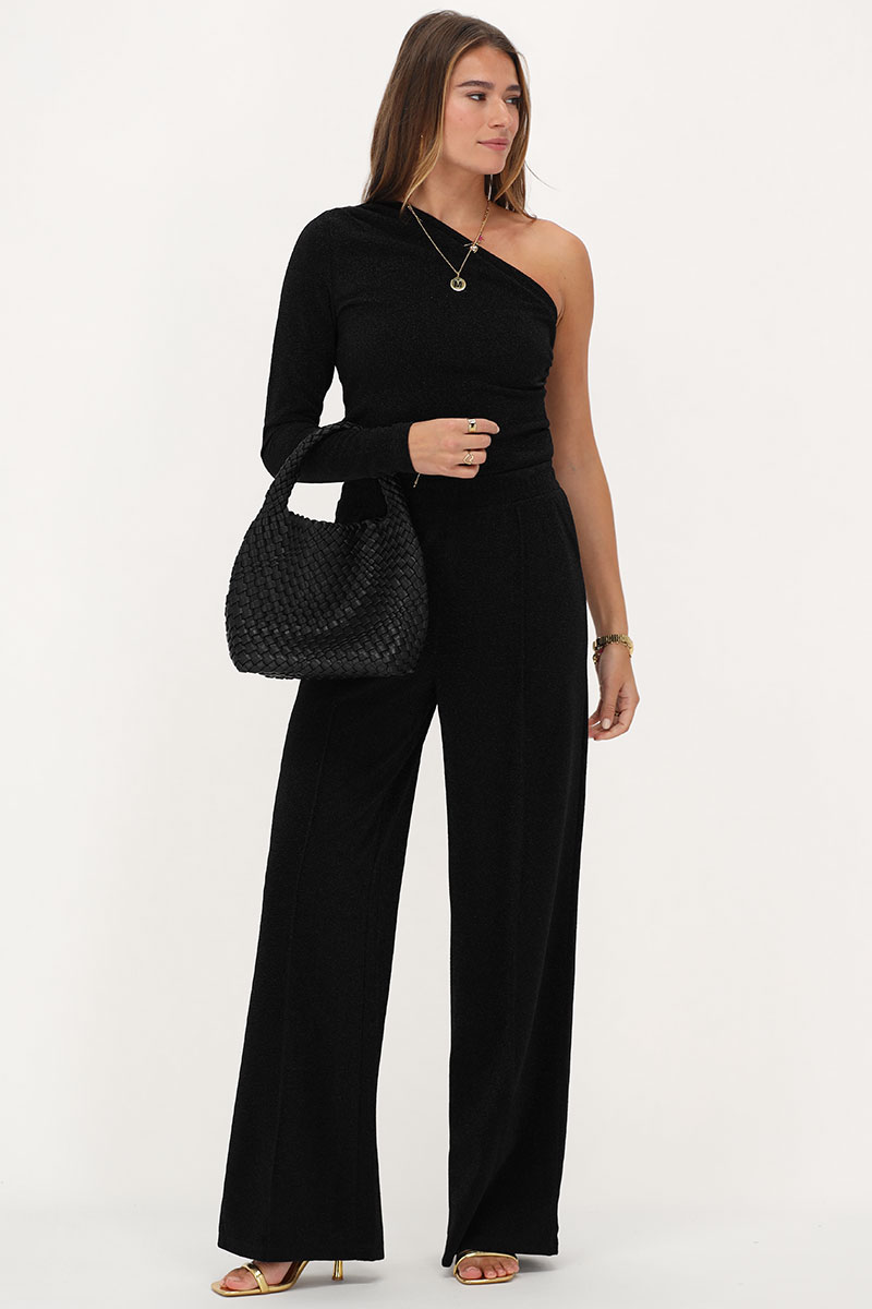 Black lurex one-shoulder top | My Jewellery