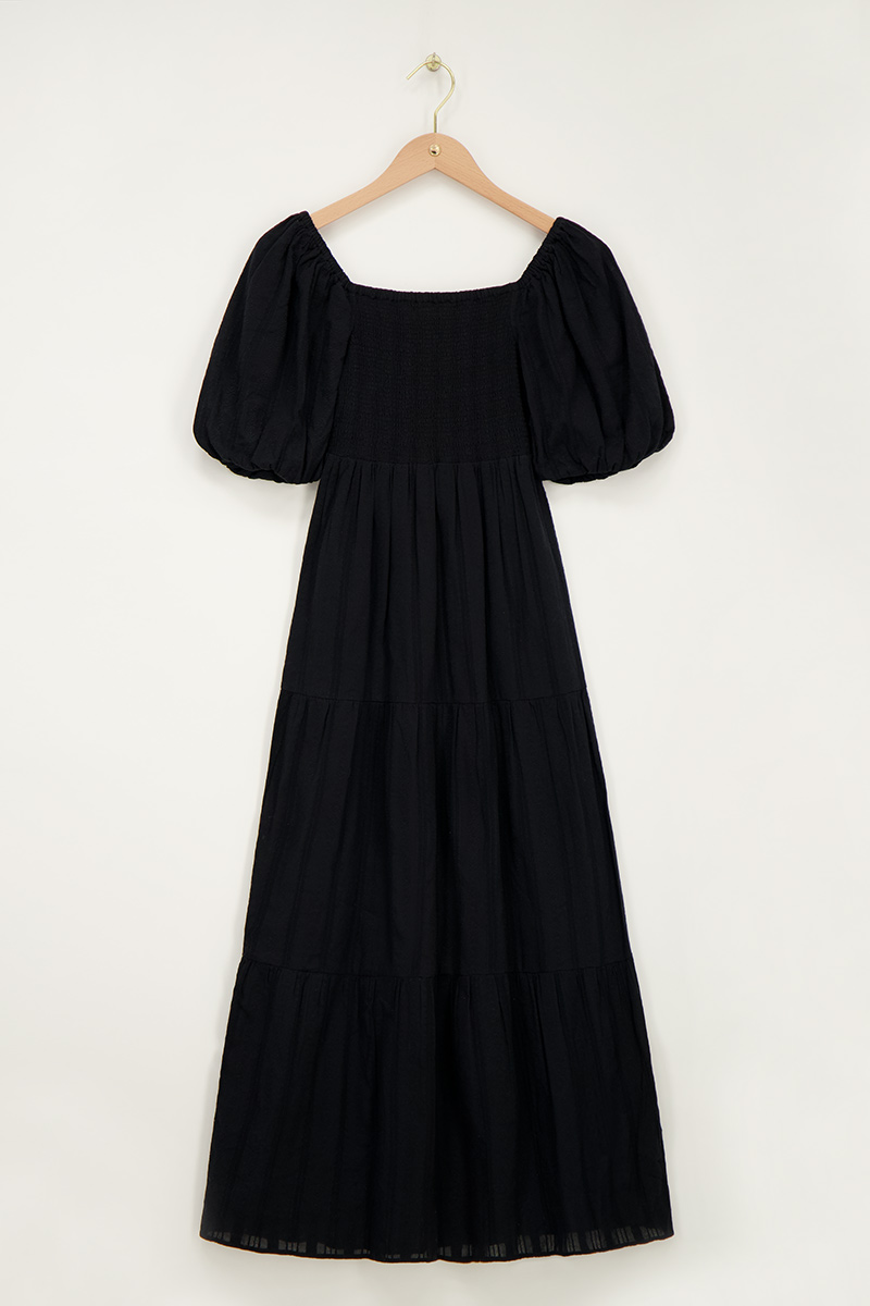 Black maxi dress with puff sleeves | My Jewellery