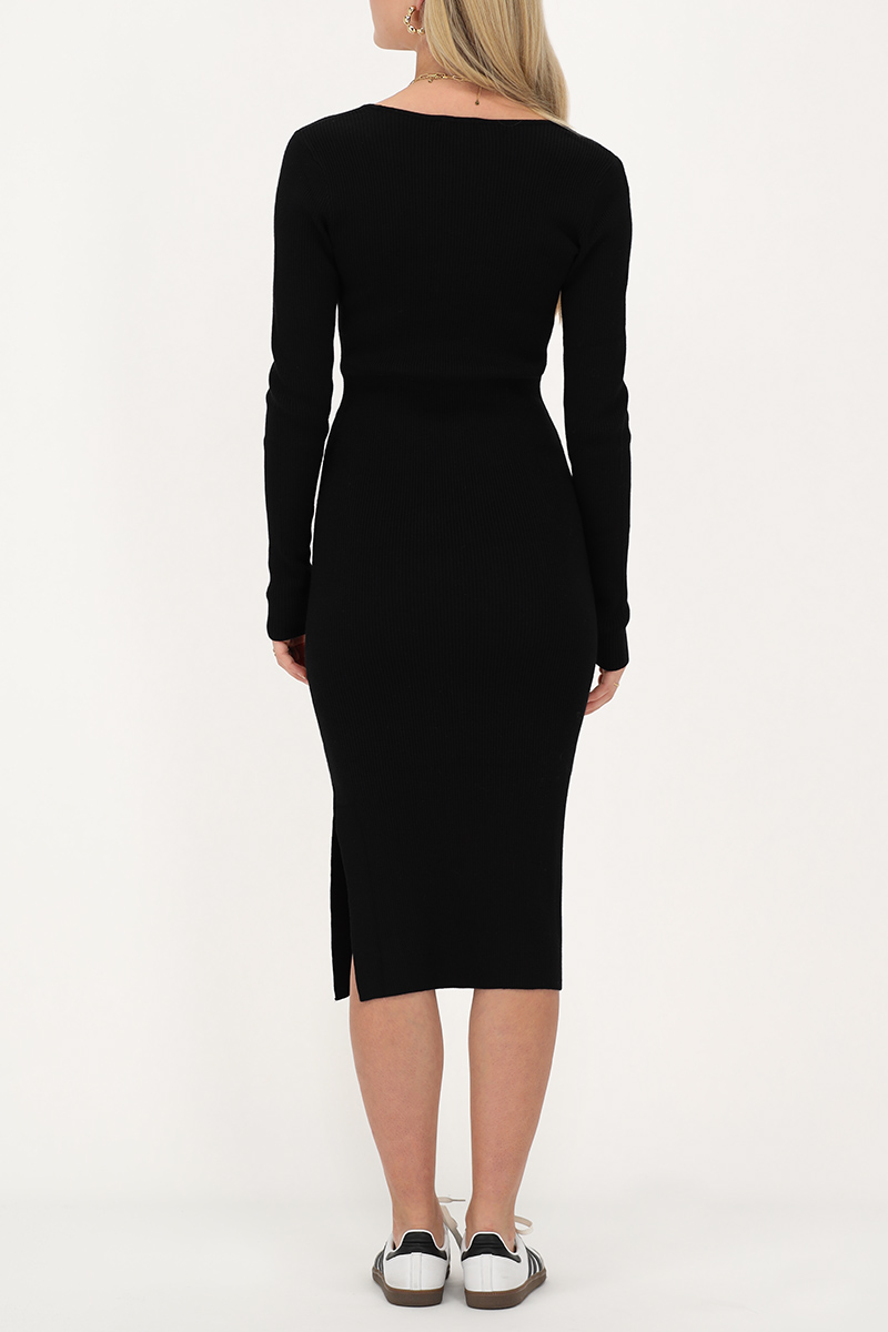 Black midi dress with square neckline | My Jewellery