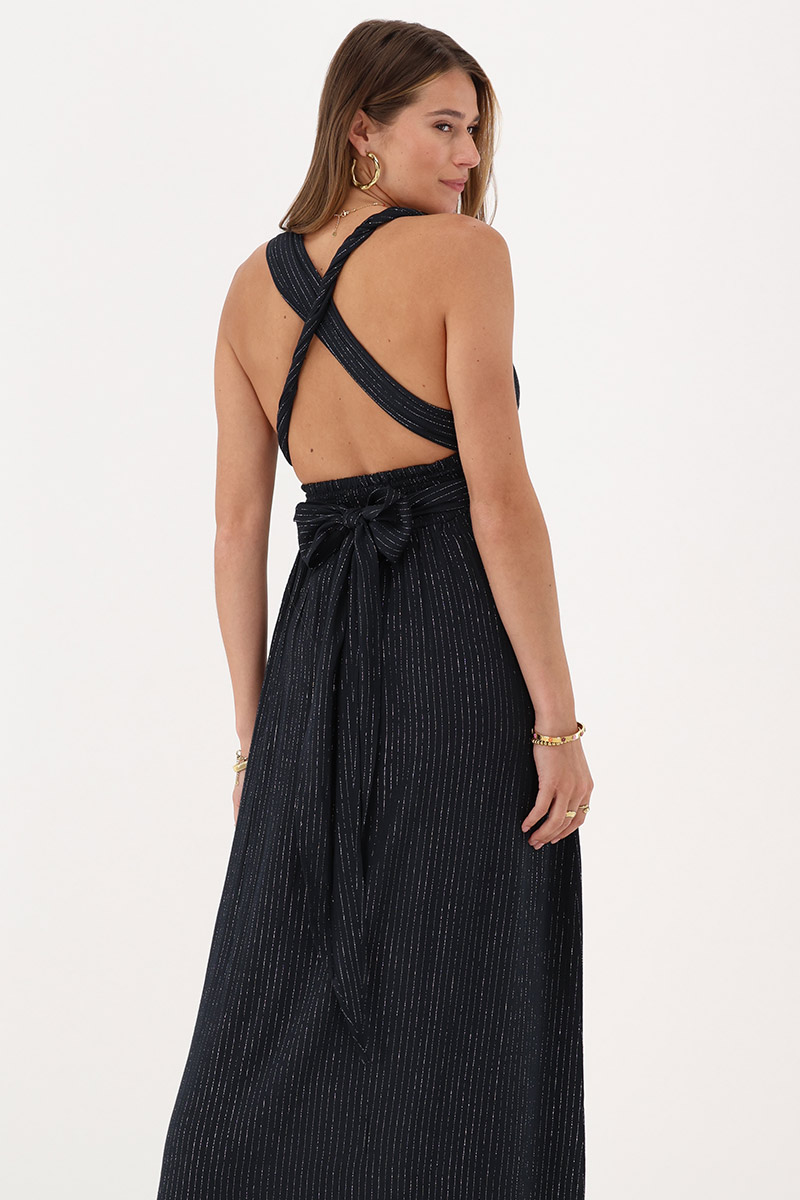 Black multiway wrap maxi dress with lurex | My Jewellery