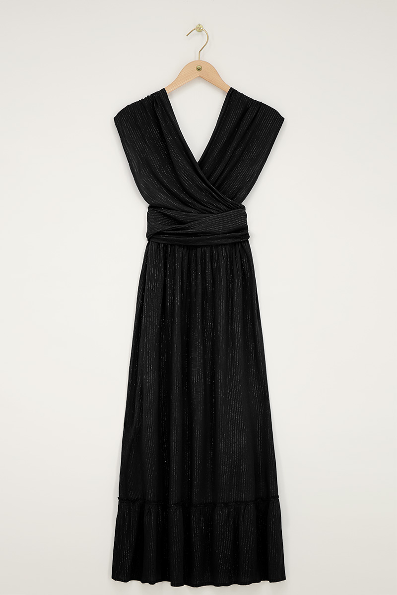 Black multiway wrap maxi dress with lurex | My Jewellery