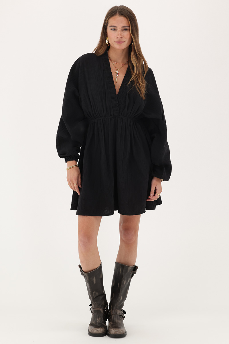 Black muslin dress with long sleeves | My Jewellery