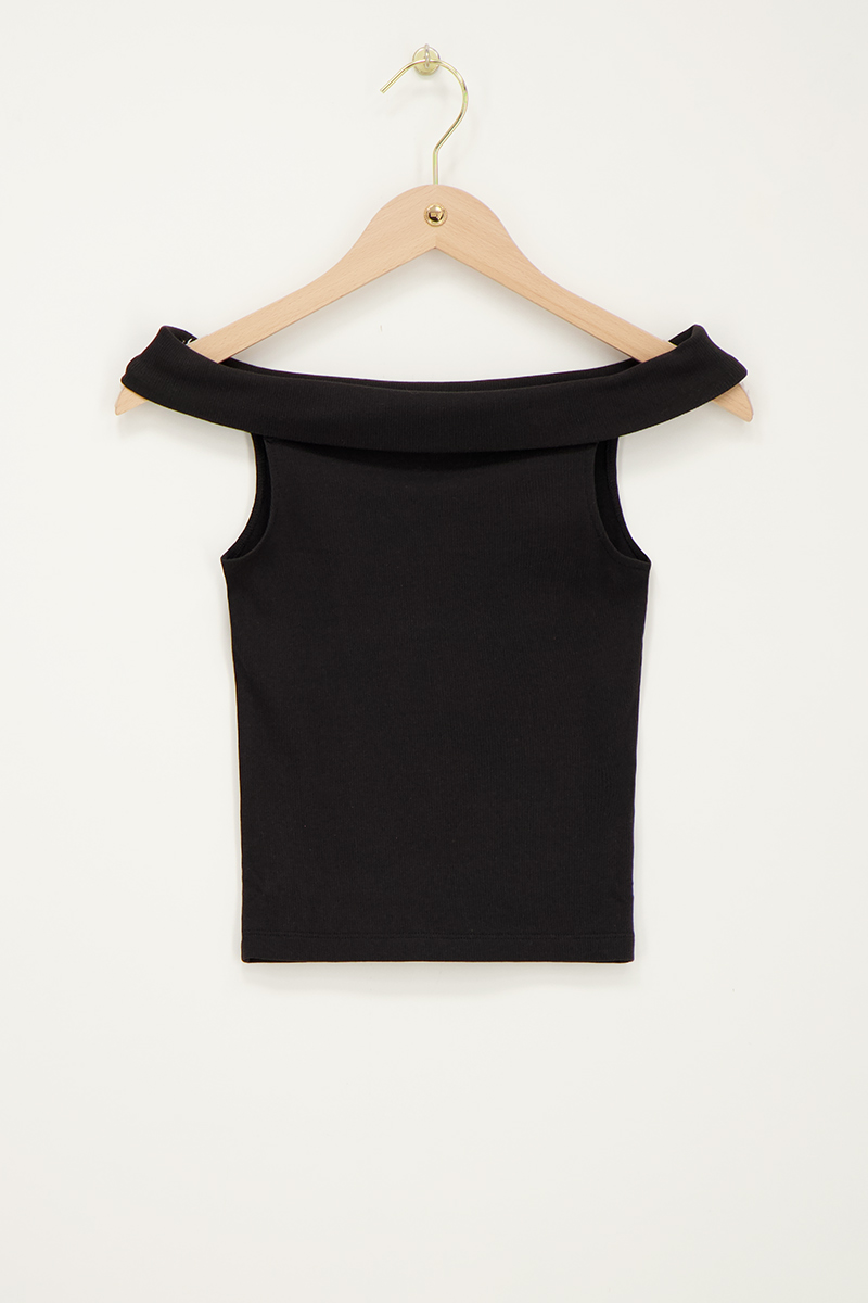 Black off-shoulder rib top | My Jewellery
