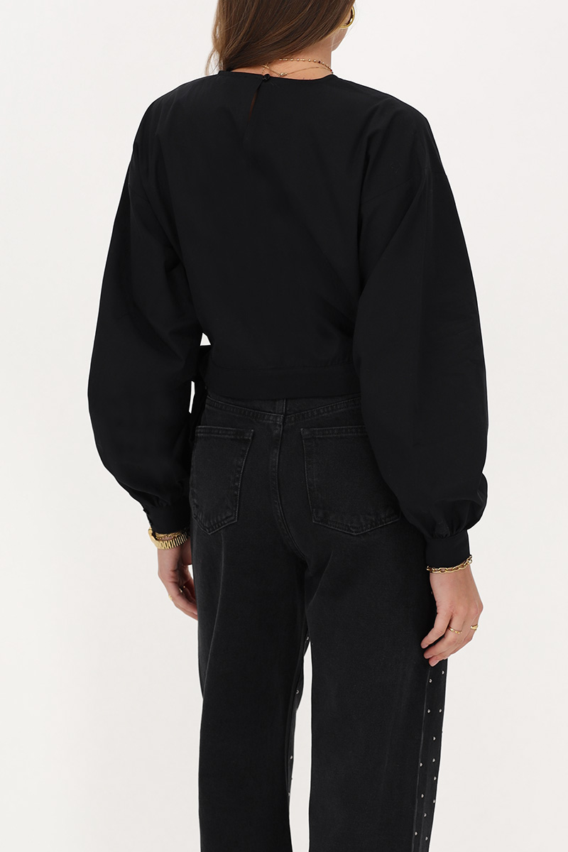 Black poplin blouse with bows | My Jewellery