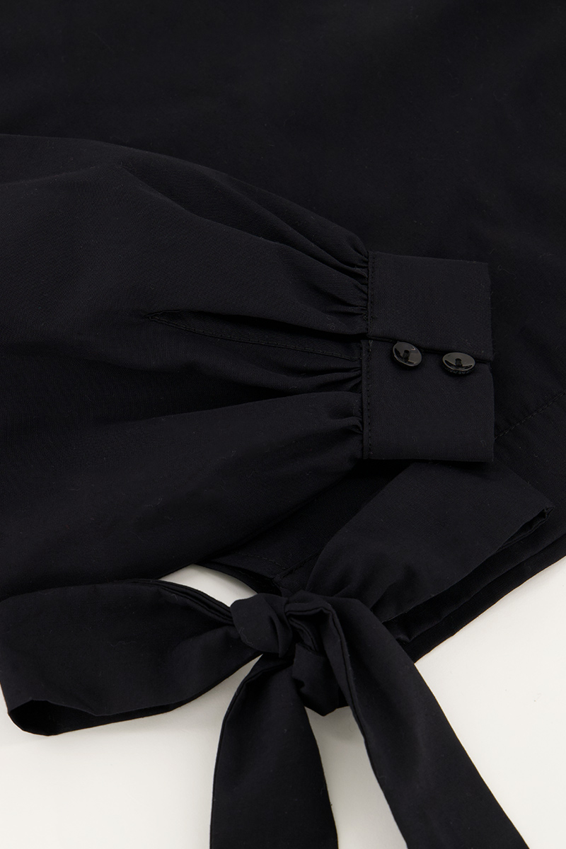 Black poplin blouse with bows | My Jewellery