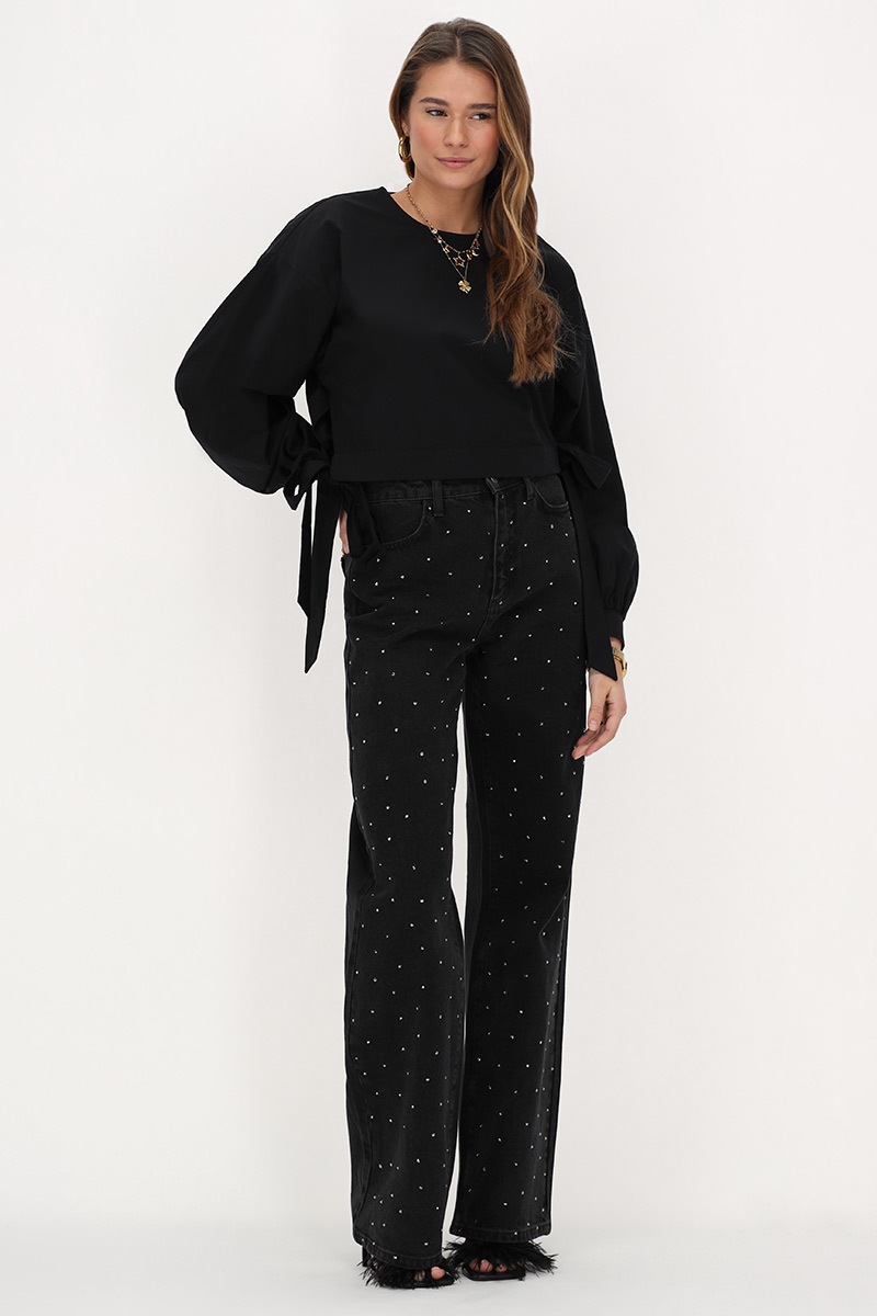 Black poplin blouse with bows | My Jewellery