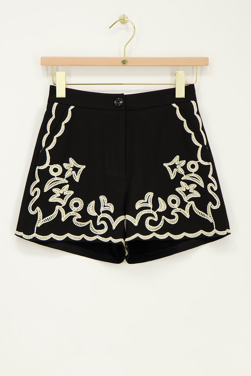 Black shorts with embroidery | My Jewellery