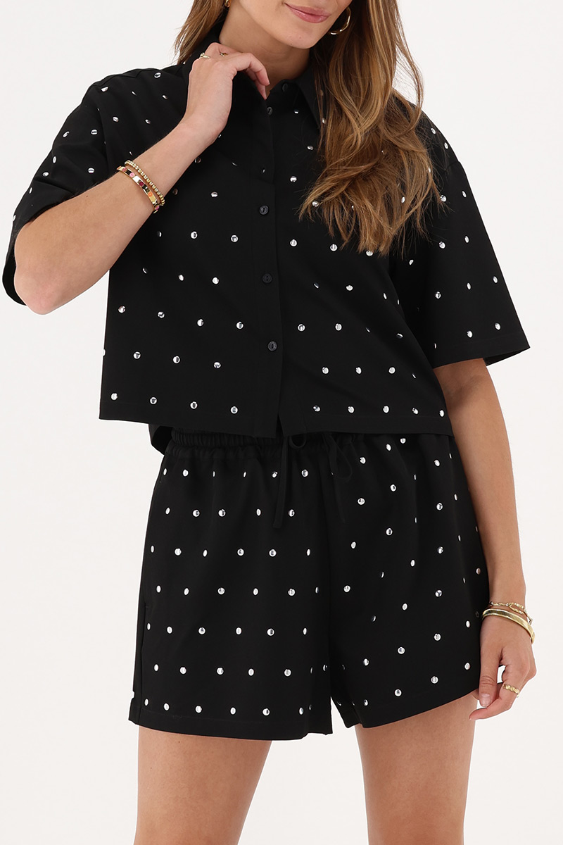 Black shorts with silver studs | My Jewellery