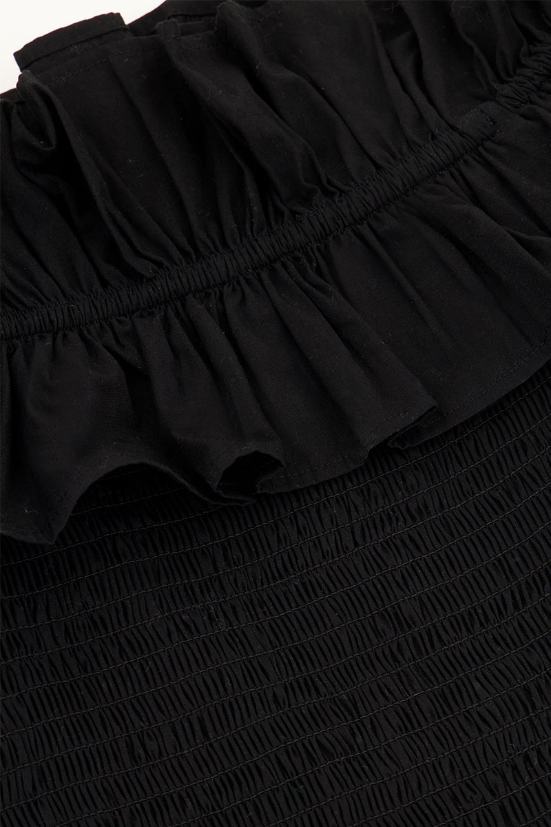 Black smocked top with ruffles | My Jewellery