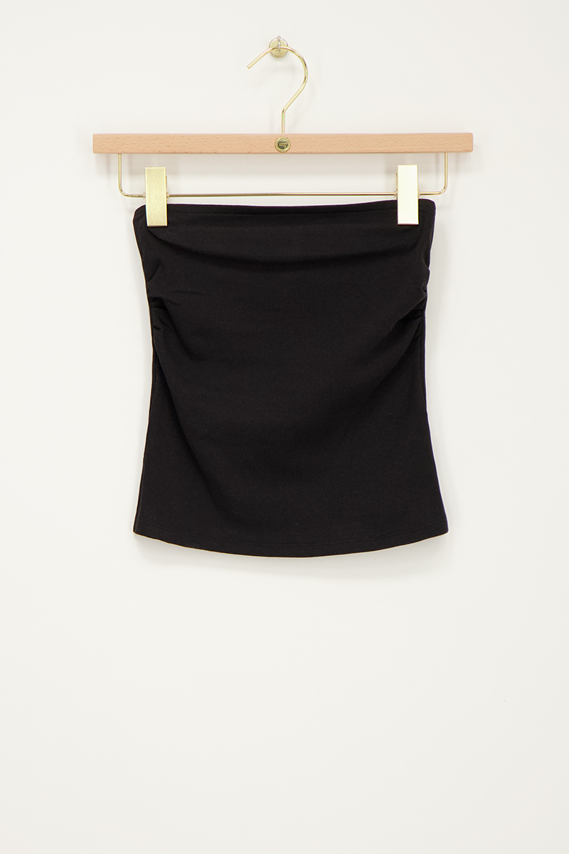 Black strapless rib top