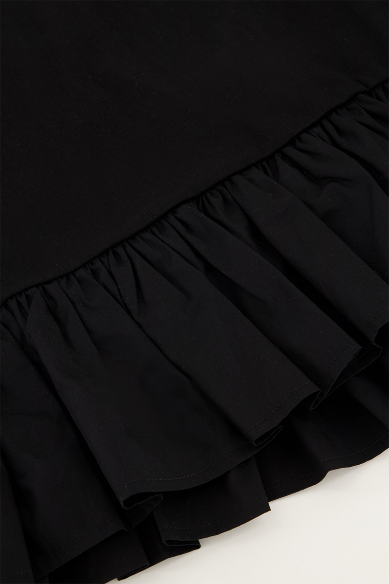 Black T-shirt dress with ruffles | My Jewellery