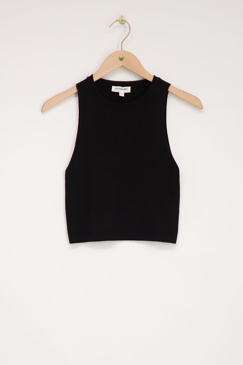 My jewellery Zwarte Tanktop Met Rib