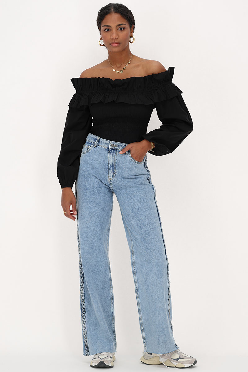 Black top with ruffles & smock | My Jewellery