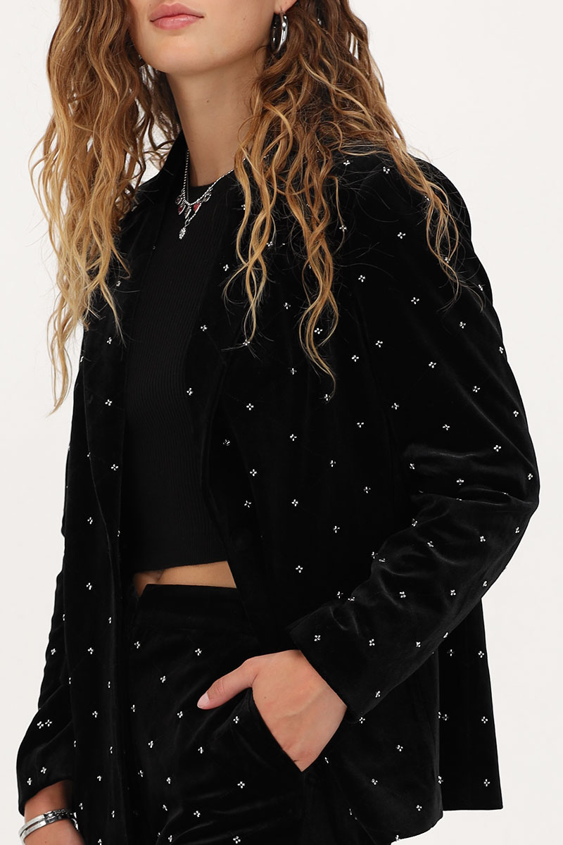 Black velvet blazer with beads | My Jewellery