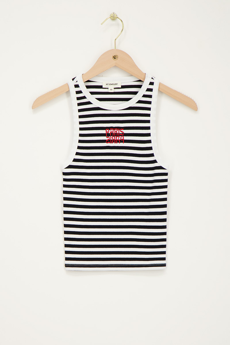 Black and white striped tank top
