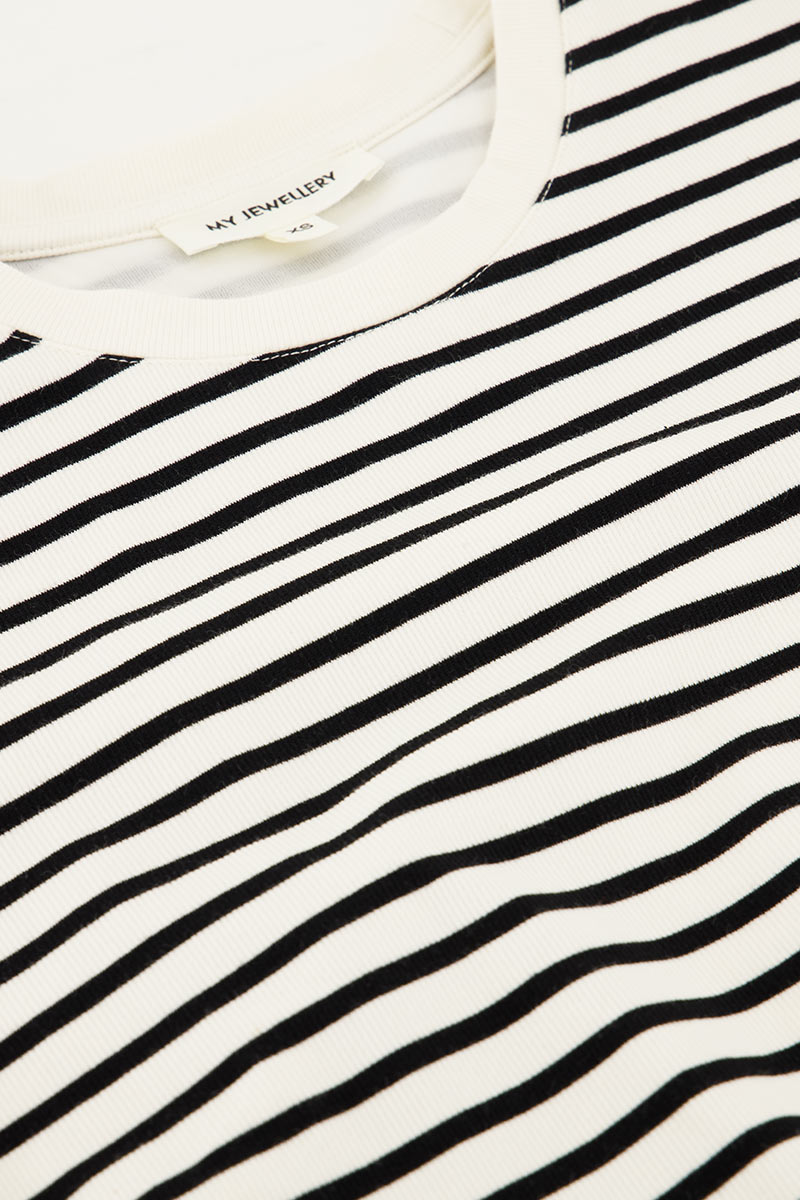 Black and white striped top with balloon shape | My Jewellery