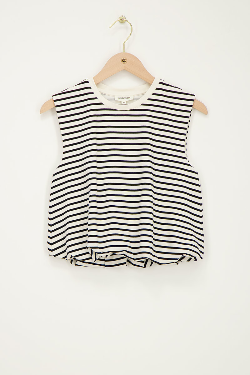 Black and white striped top with balloon shape | My Jewellery