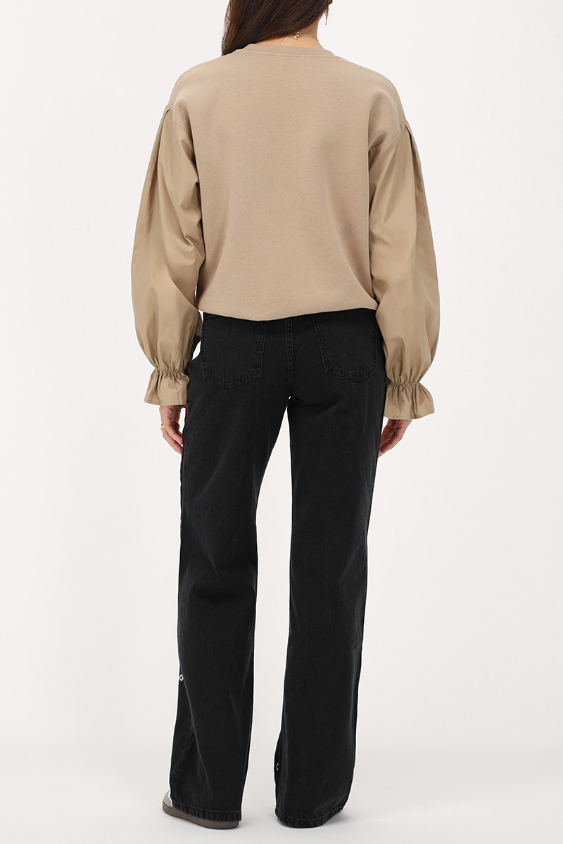 Black wide leg jeans with open studs | My Jewellery