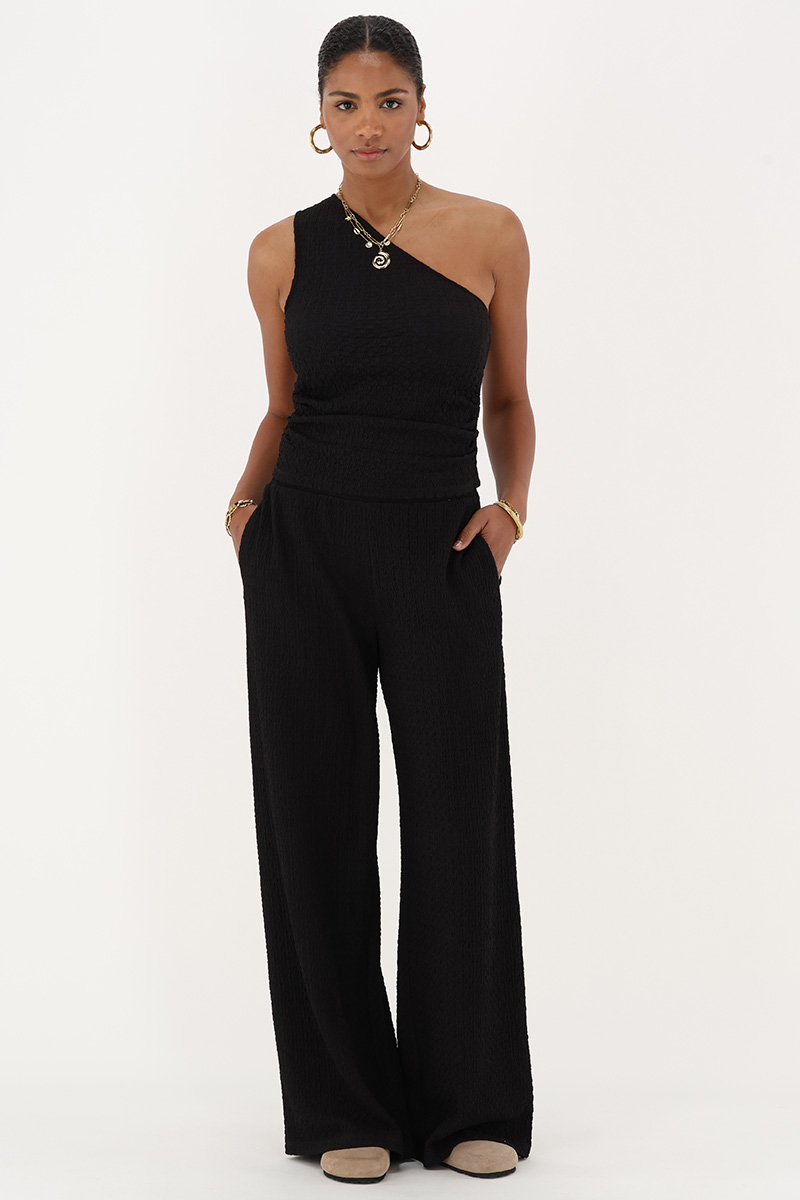 Black wide leg trousers with structure | My Jewellery