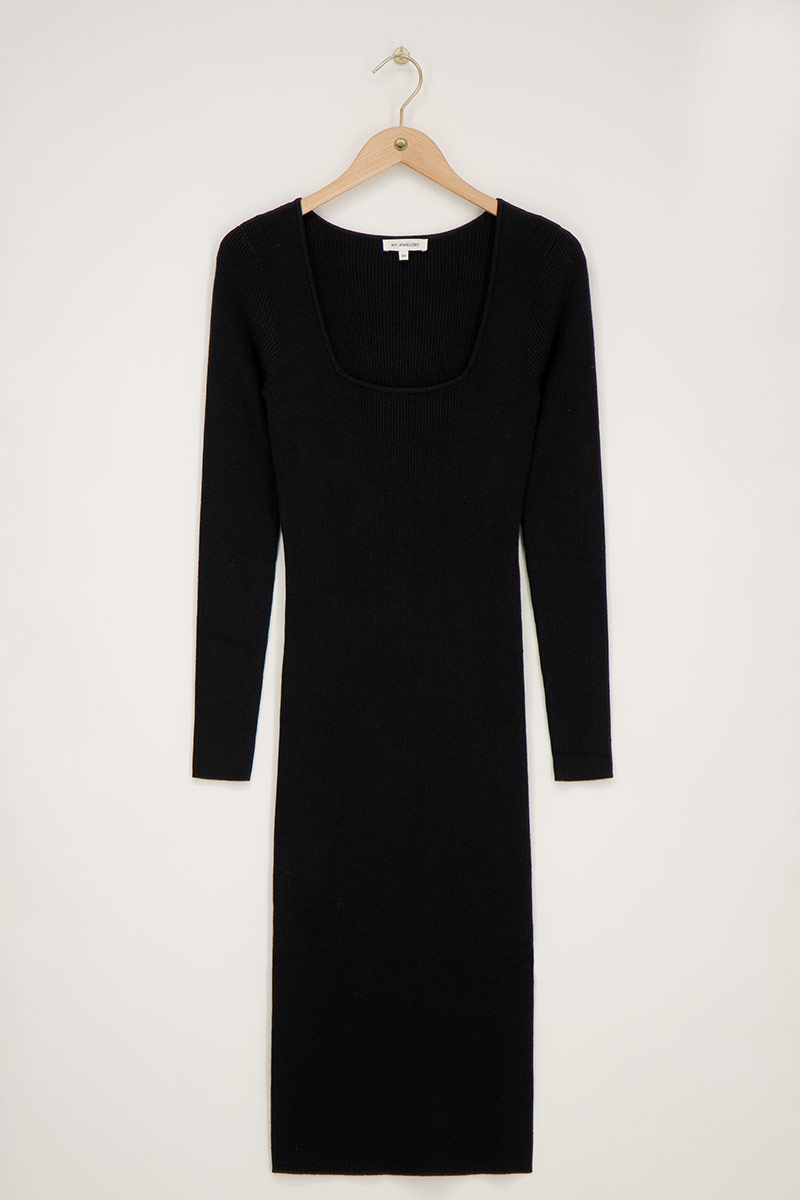 Black midi dress with square neckline | My Jewellery