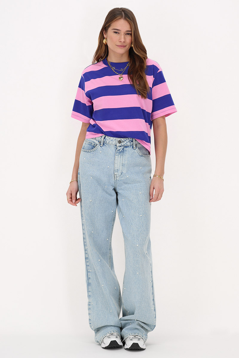 Blue and pink striped T-shirt | My Jewellery