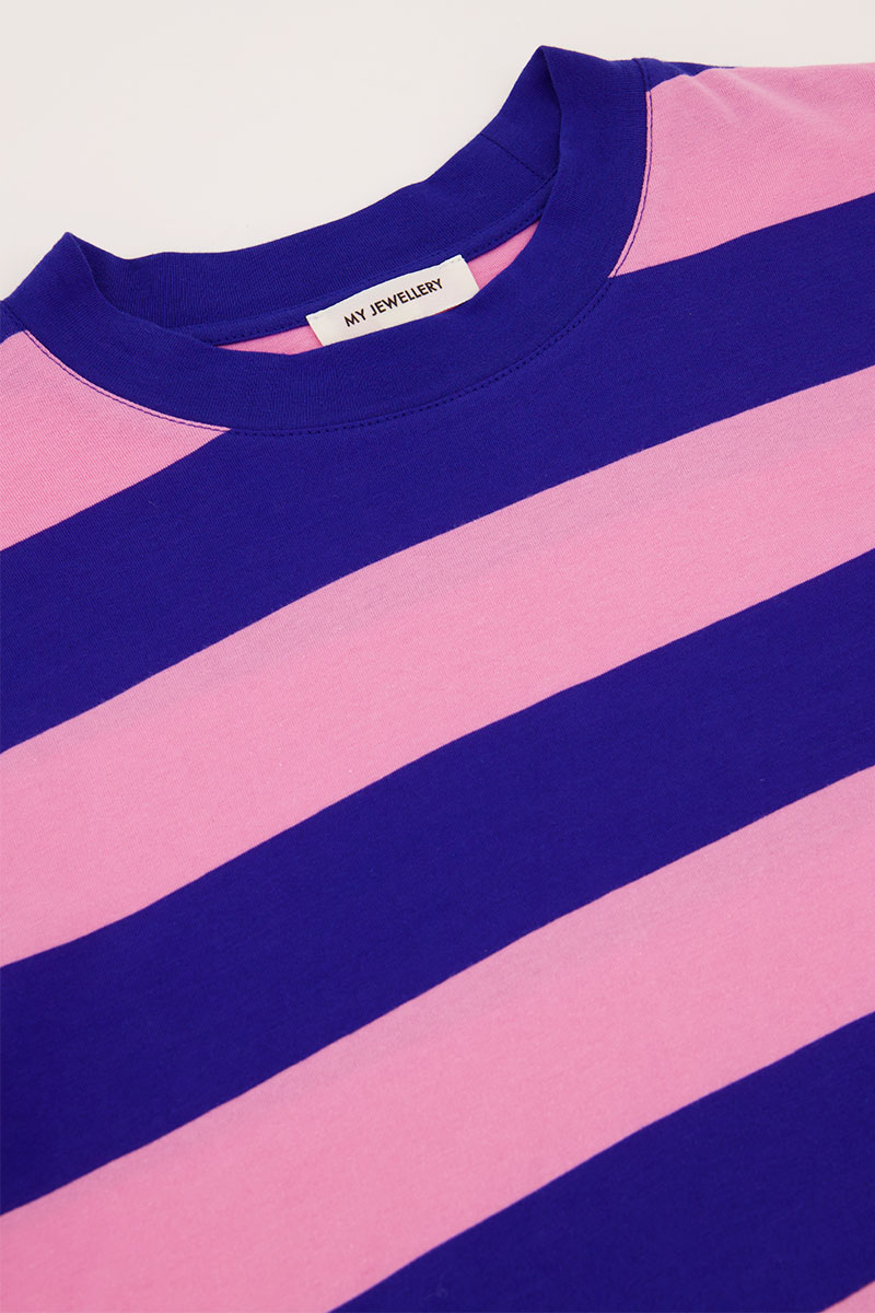 Blue and pink striped T-shirt | My Jewellery