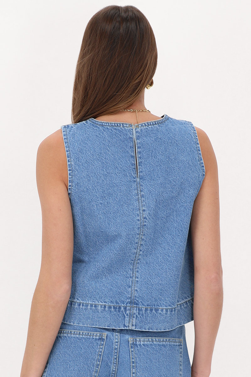 Blue denim singlet with wave | My Jewellery