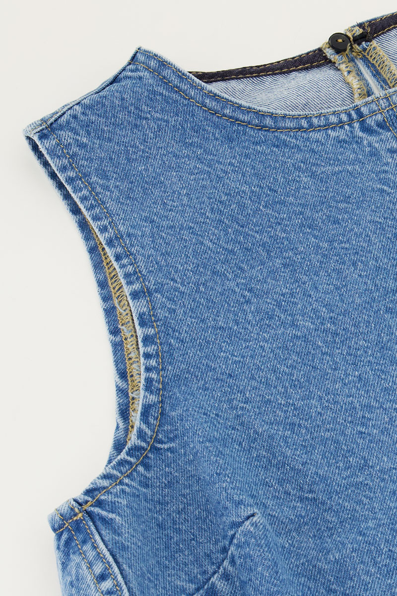 Blue denim singlet with wave | My Jewellery