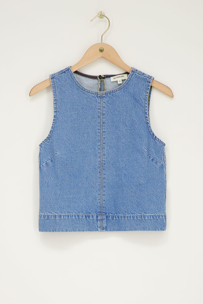Blue denim singlet with wave | My Jewellery