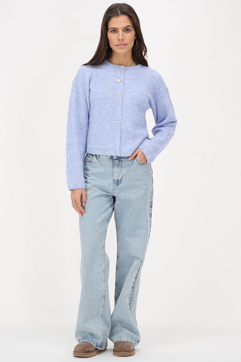 Blue knitted cardigan with small buttons | My Jewellery