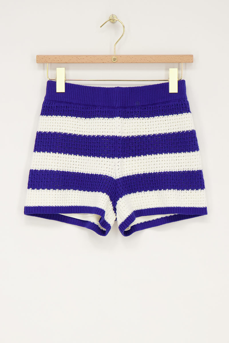 Blue knitted polo shorts stripes | My Jewellery