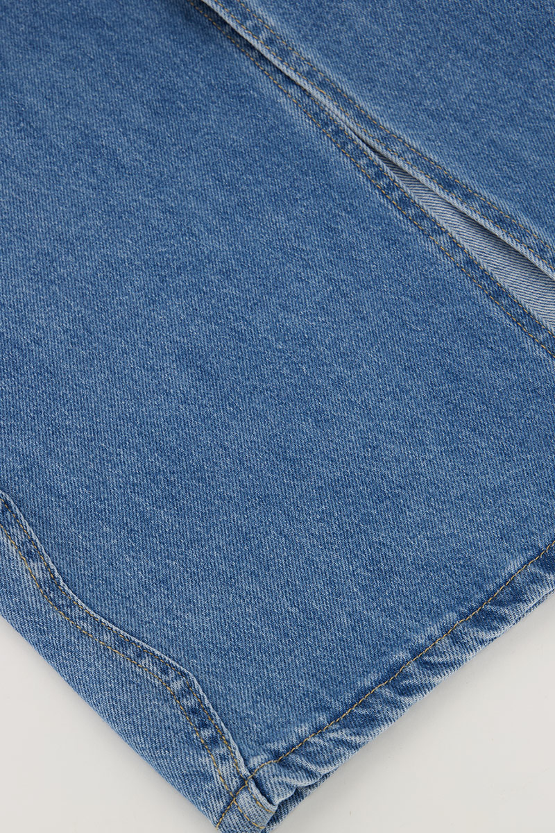 Blue midi skirt with wave and slit | My Jewellery