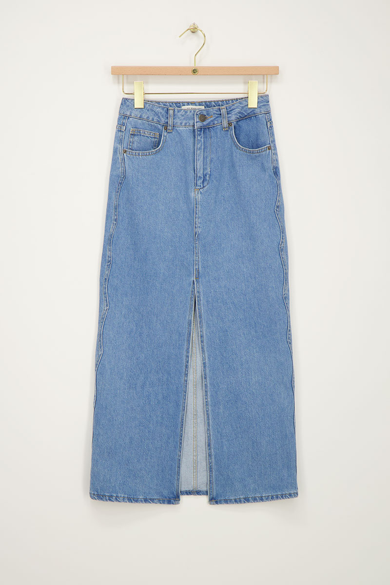 Blue midi skirt with wave and slit | My Jewellery