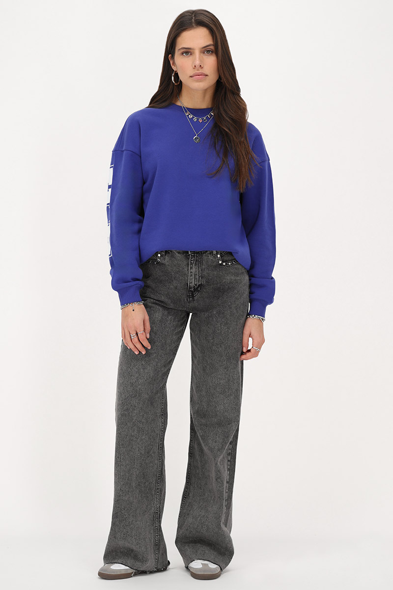 Blue oversized sweatshirt "Bonheur" | My Jewellery