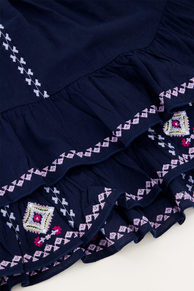 Blue skort with embroidery details | My Jewellery