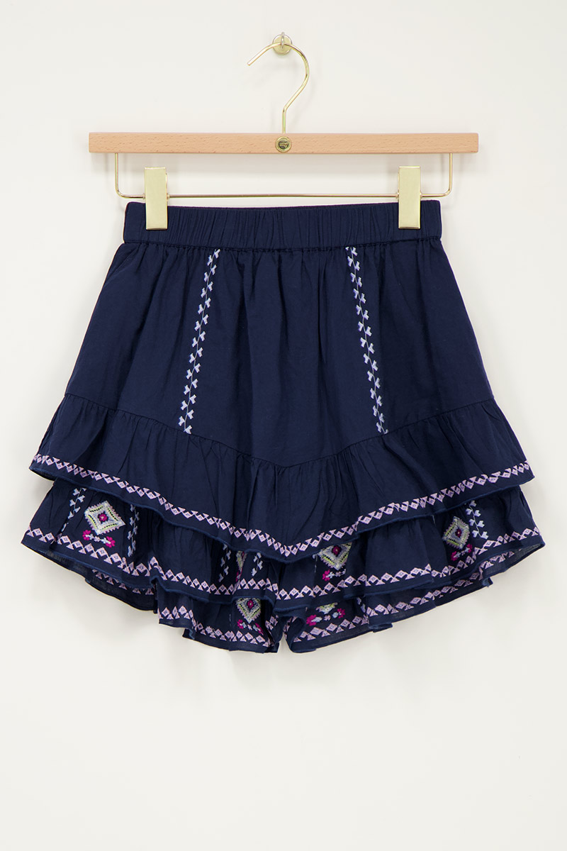 Blue skort with embroidery details | My Jewellery