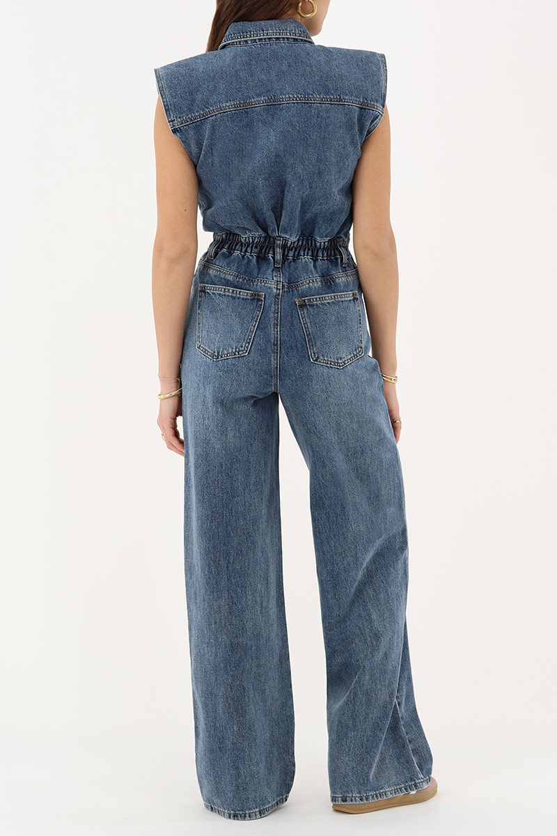 Blue sleeveless jumpsuit denim | My Jewellery